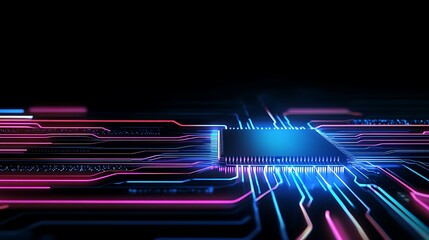 High-Tech Circuit Board with Vibrant Connections Showcasing Modern Computing