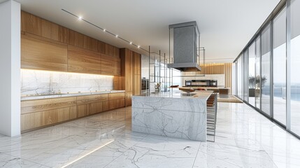 Fototapeta premium Elegant kitchen interior design sketch featuring modern furniture and artistic photo blend