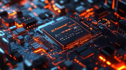 Fototapeta premium Advanced AI Processor Chip on a Circuit Board