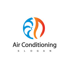 Obraz premium Air Conditioning Logo, HVAC Logo Concept with Fire Heating Cooling Snowflake Conditioning symbol
