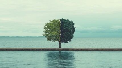 The Divided Tree: A Surreal Seascape