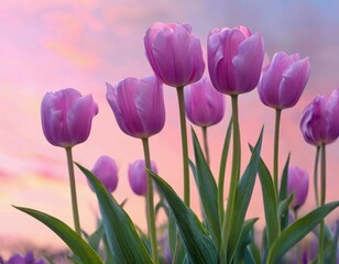 Obraz premium tulips with a warm abstract violet background