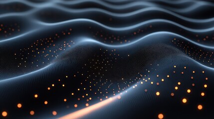 Abstract Digital Wave Background: Glowing Particles and Smooth Curves