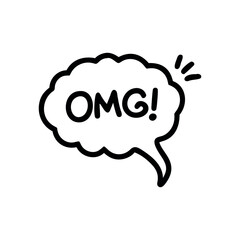 Cute OMG Speech Bubble Graphic, Speech bubble with the text OMG! isolated on white background. Vector hand drawn illustration in doodle style. Perfect for cards, logo, decorations, various designs.