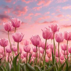 tulips on a warm abstract pink background