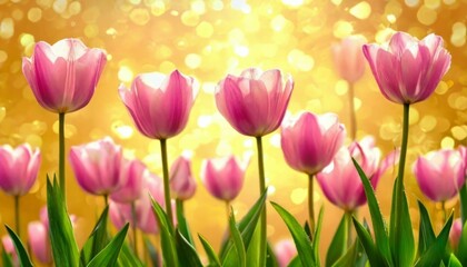 Obraz premium tulips on warm abstract gold background