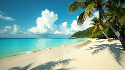 Tropical Beach with Palm Trees and Turquoise Water