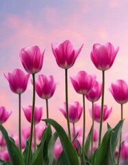 Fototapeta premium tulips with a warm abstract violet background