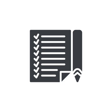 recommend clip art: A sheet of paper with check mark and pencil vector icon