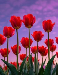 Fototapeta premium tulips with a warm abstract violet background