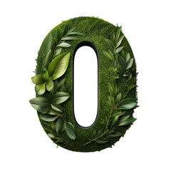 3D PlantTextured Number 0 Isolated on White Background, Cut Out