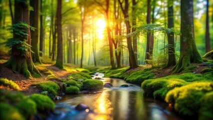 Tilt-Shift Miniature Forest Scene: Magical Bach im Wald Photography