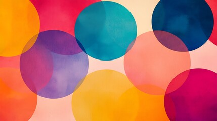 A vibrant pattern of overlapping circles in various colors, creating a lively and artistic background.