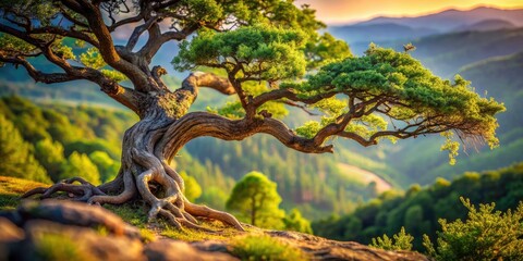 Tilt-Shift Photography: Twisted Tree, Serbian National Park - Miniature Landscape