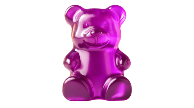 purple gummy bear realistic isolated on white transparent background