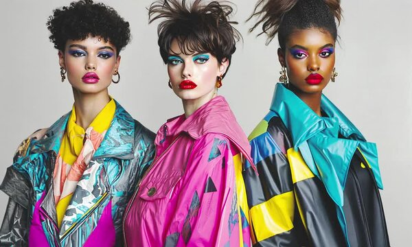 Fashion models in 80s style.