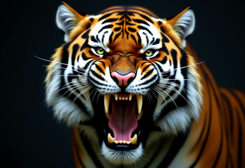 Fierce Tiger Growling with Intense Expression