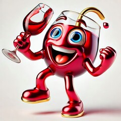 glass figurine of a wine glass with big eyes on a white background