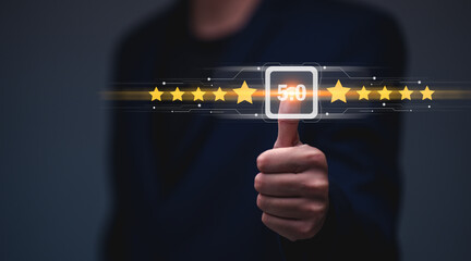 Customer review satisfaction feedback survey concept, Customer can evaluate quality of service...