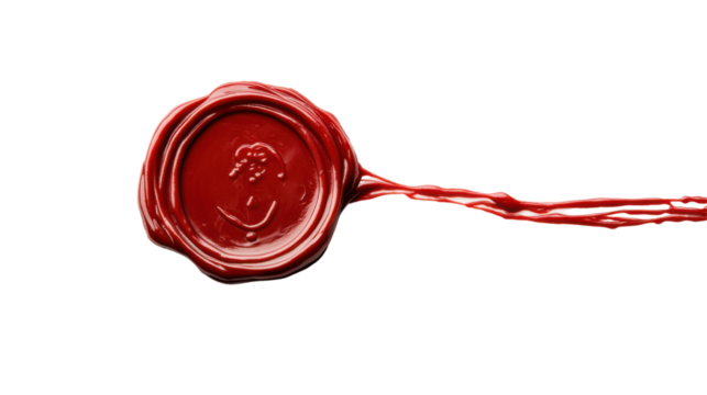 Wax seal close-up transparent background