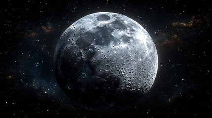 Obraz premium Full moon in space, detailed craters and texture.