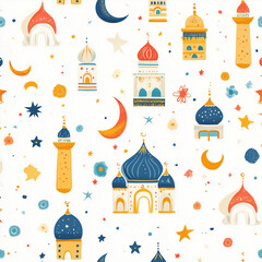 Fototapeta premium Ramadhan eid mubarak seamless pattern