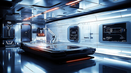 Obraz premium A bed in a high-tech ward