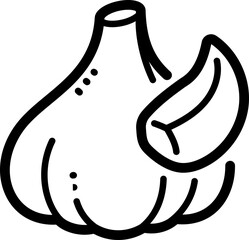 Garlic doodle vector icon and illustration