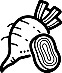 Sugar beet doodle vector icon and illustration