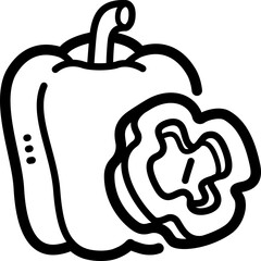 Bell pepper doodle vector icon and illustration