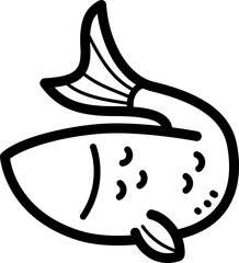 Fresh fish doodle vector icon and illustration
