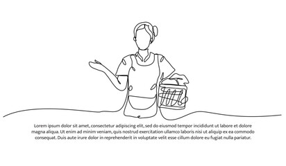 Continuous one line design of laundry model. Minimalist style vector illustration on white background.