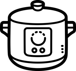 Slow cooker doodle vector icon and illustration