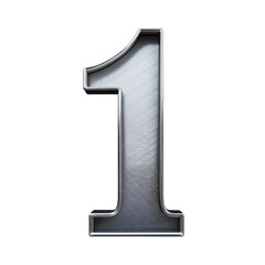 3D Silver Number 1 Isolated on White Background, Cut Out