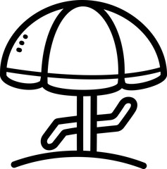 Beach umbrella doodle vector icon and illustration