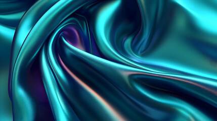 Fototapeta premium Teal Iridescent Fabric 3D Render