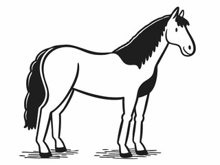 horse silhouette isolated on white, silhouette vector, Simple vector icon with white background