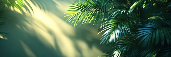 Obraz premium Lush Tropical Greenery Illuminated by Sunlight