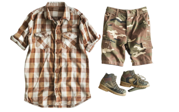 Camo Pants Look on transparent background PNG.