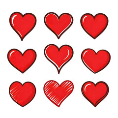 set of heart on white background