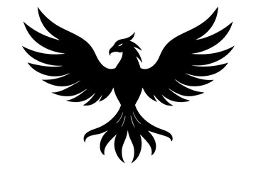 phoenix bird black silhouette vector, Simple silhouette Design vector icon with white background.