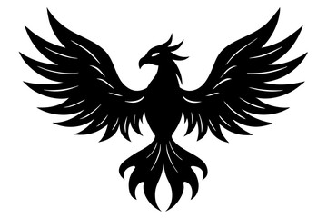 phoenix bird black silhouette vector, Simple silhouette Design vector icon with white background.