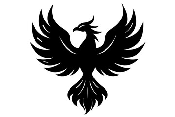 Fototapeta premium phoenix bird black silhouette vector, Simple silhouette Design vector icon with white background.