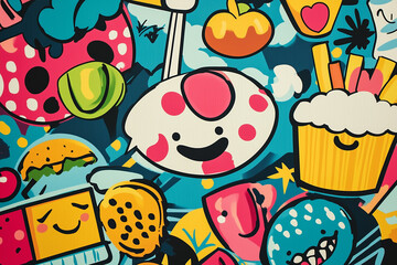 Fototapeta premium Fun Pop-Art Wallpaper Design ポップアート風の楽しい壁紙デザイン