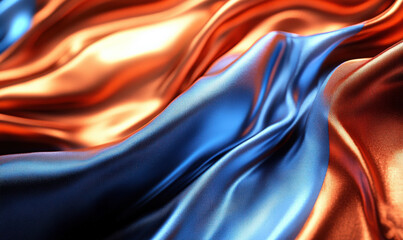 Obraz premium Twisted blue and red silk fabric, presenting waves