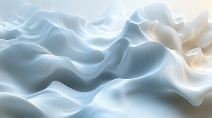 Fototapeta premium Abstract Blue and White Wave Forms: A Serene Digital Landscape