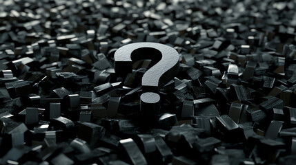 White question mark emerging from dark fragments. Excellent for representing breakthrough and problem-solving concepts.