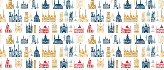 Fototapeta premium repeating pattern the most cathedral graphic outline