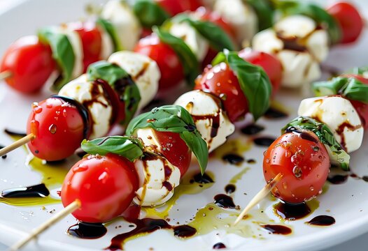 caprese salad skewers cherry tomatoes fresh mozzarella and basil