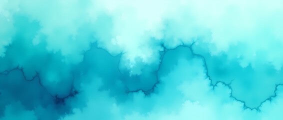 Abstract watercolor background in turquoise with blue and green texture